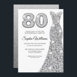 Reskle Diamond Dress Womans 80th Birthday Party Kaart<br><div class="desc">Sparkle Diamond Dress Womans 80th Birthday Party Invitation Variations to the uitnodiging and matching items in our store</div>