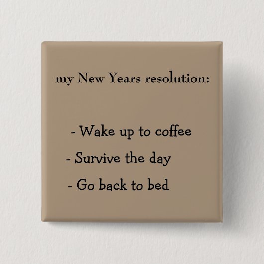 Resolutie over nieuwe jaren vierkante button 5,1 cm (Voorkant)