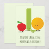 Resolutie van het nieuwe jaar gezonde eetfruit feestdagenkaart (Voorkant / Achterkant)