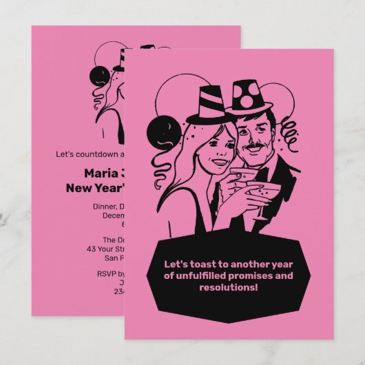 Resolutie van het nieuwe jaar grappig kaart (Voorkant / Achterkant)