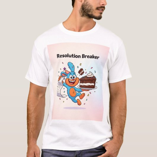 Resolution Breaker – Funny New Year Cartoon T-shirt (Voorkant)