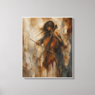 Resonantie Tussen Stilte | Getextureerde Cello Muu Canvas Afdruk