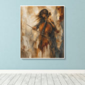 Resonantie Tussen Stilte | Getextureerde Cello Muu Canvas Afdruk (Insitu (Houten vloer))