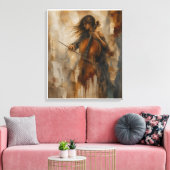 Resonantie Tussen Stilte | Getextureerde Cello Muu Canvas Afdruk (Insitu (Woonkamer))