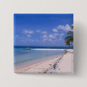 Resort op het strand vierkante button 5,1 cm