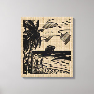 Resort Tekening op Canvas Afdruk