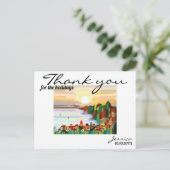 Resort, zee kust, zeilboten briefkaart (Staand voorkant)