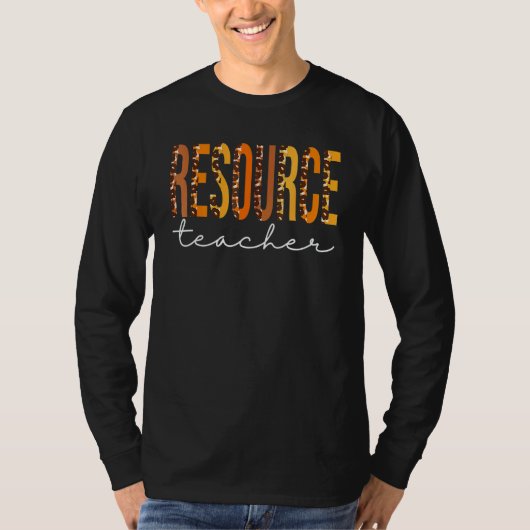 Resource Teacher Leopard Cute Fall Autumn Thanksgi T-shirt (Voorkant)