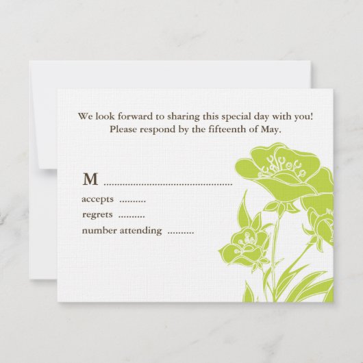 Respaart voor Chartreuse en Brown Floral Wedding RSVP Kaartje (Voorkant)