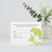 Respaart voor Chartreuse en Brown Floral Wedding RSVP Kaartje (Staand voorkant)