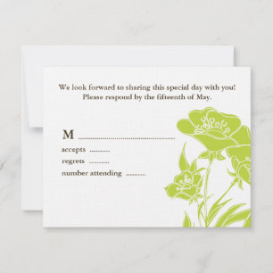 Respaart voor Chartreuse en Brown Floral Wedding RSVP Kaartje