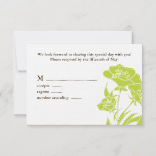 Respaart voor Chartreuse en Brown Floral Wedding RSVP Kaartje