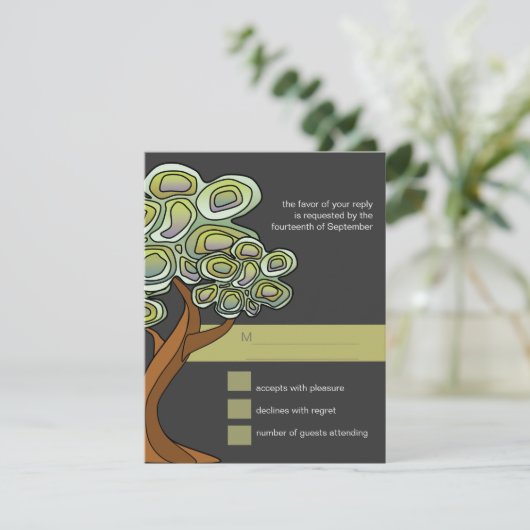 Respaart voor Eco Tree Wedding RSVP Kaartje (Staand voorkant)
