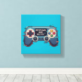 Respawn and Retry - Retro Gaming Glitch Art Canvas Afdruk (Insitu (Houten vloer))