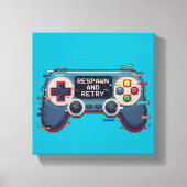 Respawn and Retry - Retro Gaming Glitch Art Canvas Afdruk (Voorkant)