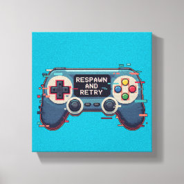 Respawn and Retry - Retro Gaming Glitch Art Canvas Afdruk