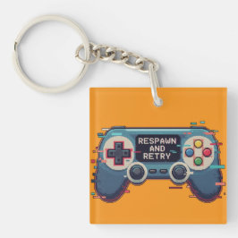 Respawn and Retry - Retro Gaming Glitch Art Sleutelhanger