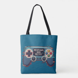 Respawn and Retry - Retro Gaming Glitch Art Tote Bag
