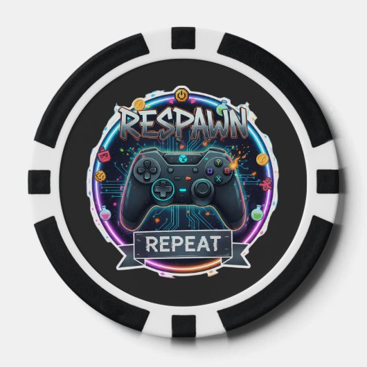 Respawn en Herhaal Gamer Controller Poker Chips (Voorkant)