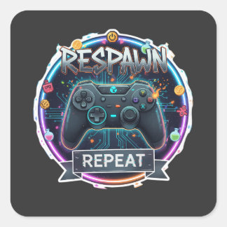 Respawn en Herhaal Gamer Controller Vierkante Sticker