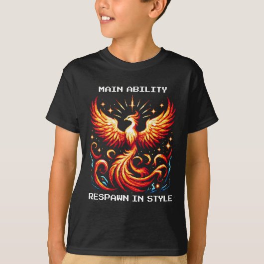 Respawn In Style Phoenix Pixel Revival Gamer Art  T-shirt (Voorkant)