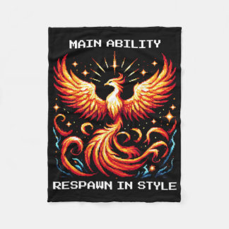 Respawn In Style Phoenix Pixel Revival Gamer Kunst Fleece Deken