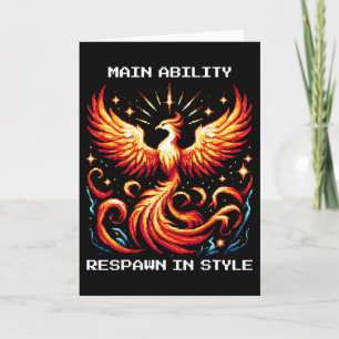 Respawn In Style Phoenix Pixel Revival Gamer Kunst Kaart
