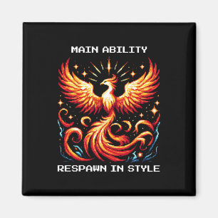 Respawn In Style Phoenix Pixel Revival Gamer Kunst Magneet