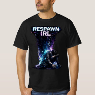 RESPAWN IRL – Glitch Gamer Burnout Ontwerp T-shirt