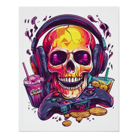 Respawn Klaar � Grappige Gamer Schedel Perfect Poster (Voorkant)