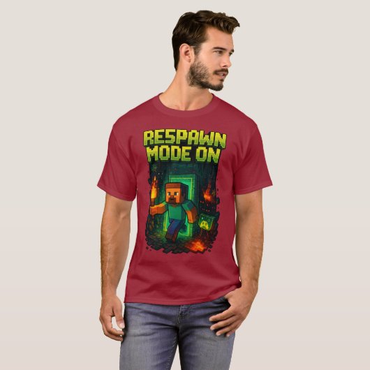 “Respawn Mode On – Pixel Gamer Girl T-Shirt” T-shirt (Voorkant volledig)
