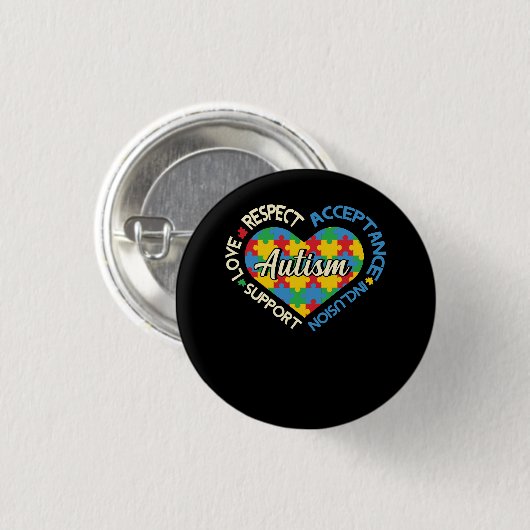 Respect Acceptatie Inclusion Love Support Autisme  Ronde Button 3,2 Cm (Voorkant /achterkant)