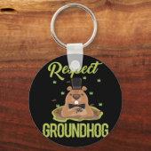 Respect Bosmarmot Groundhog foto Groundhog Day Sleutelhanger (Voorkant)