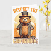 Respect De Bosmarmot Funny Groundhog Day Kaart (Gele Bloem)