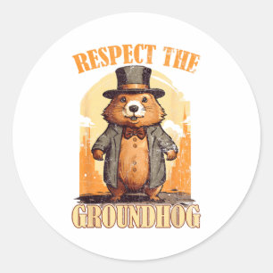 Respect De Bosmarmot Funny Groundhog Day  Ronde Sticker