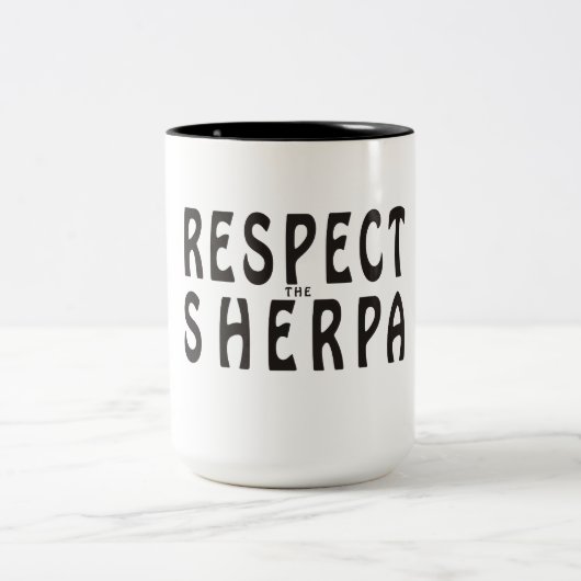 "Respect de Sherpa" bergbeklimming Tweekleurige Koffiemok (Center)