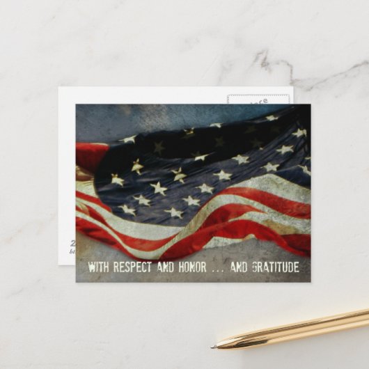 Respect, Eer en Dankbaarheid Veterans Day Ansichtk Briefkaart (Voorkant / Achterkant in situ)