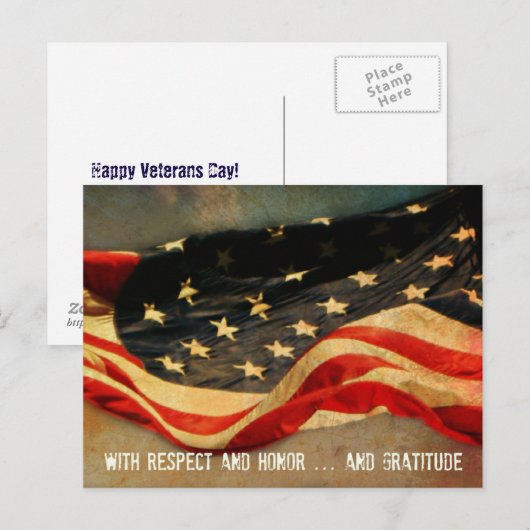 Respect, Eer en Dankbaarheid Veterans Day Ansichtk Briefkaart (Voorkant / Achterkant)