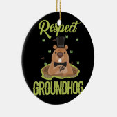Respect Groundhog Woodchuck Photo Groundhog Day Keramisch Ornament (Rechts)