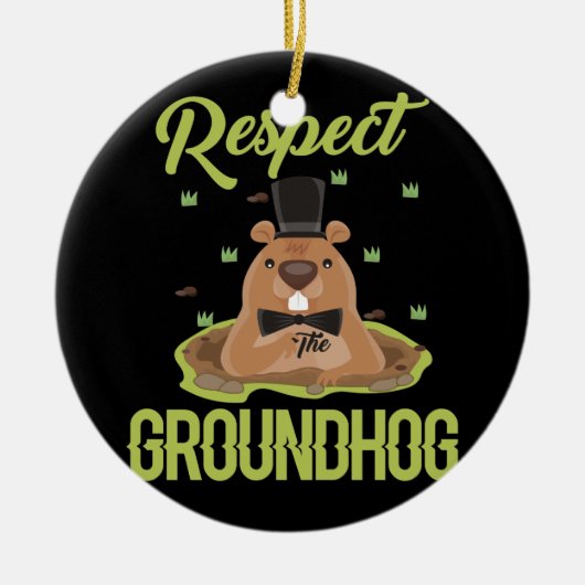 Respect Groundhog Woodchuck Photo Groundhog Day Keramisch Ornament (Voorkant)