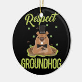 Respect Groundhog Woodchuck Photo Groundhog Day Keramisch Ornament (Links)