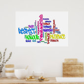 Respect, Kindness, Trust, Virtuoos woordkunst Poster (Keuken)
