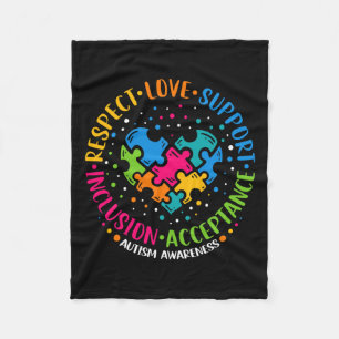 Respect Liefde Ondersteuning Inclusie Hart Puzzel Fleece Deken