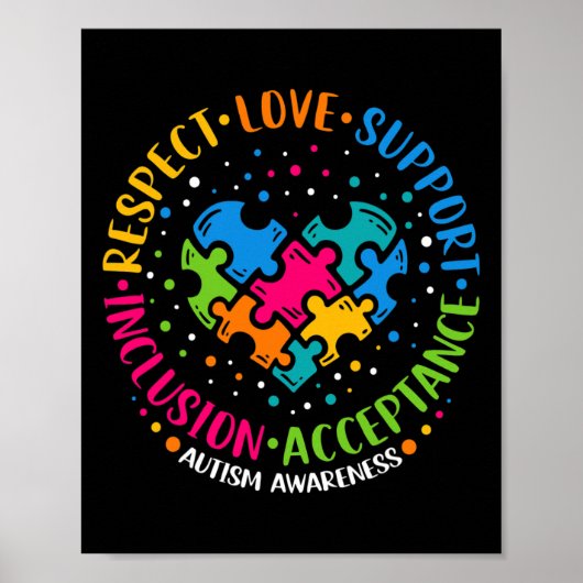 Respect Liefde Ondersteuning Inclusie Hart Puzzel Poster (Voorkant)