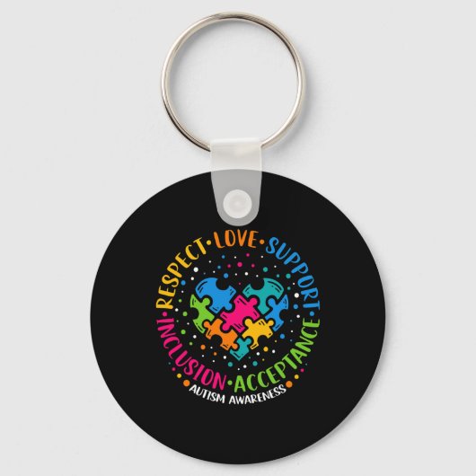 Respect Liefde Ondersteuning Inclusie Hart Puzzel Sleutelhanger (Voorkant)