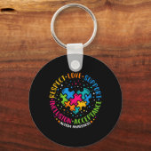 Respect Liefde Ondersteuning Inclusie Hart Puzzel Sleutelhanger (Voorkant)