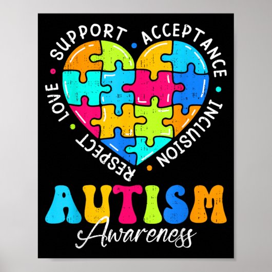 Respect Liefde Steun Inclusie Autisme Bewustzijn Poster (Voorkant)