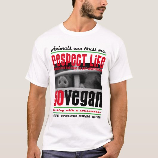 RESPECT LIFE - GO VEGAN - 01m T-shirt (Voorkant)