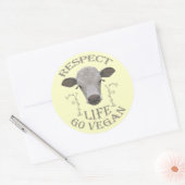 RESPECT LIFE - GO VEGAN - */* RONDE STICKER (Envelop)