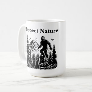 Respect Natuur Yeti Bigfoot Inkt Kunst Koffiemok